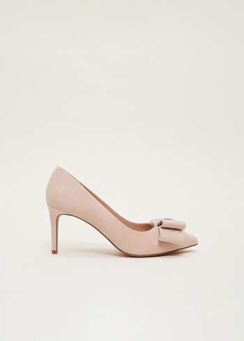 Phase Eight Suede Bow Front Court Heels Cream Australia | FU7038652